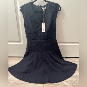 NWT Rebecca Taylor Textured Navy Taylor Dress Size 6